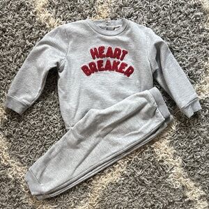 Nicole Miller Gray Heart Breaker Sweatshirt and Pants Set